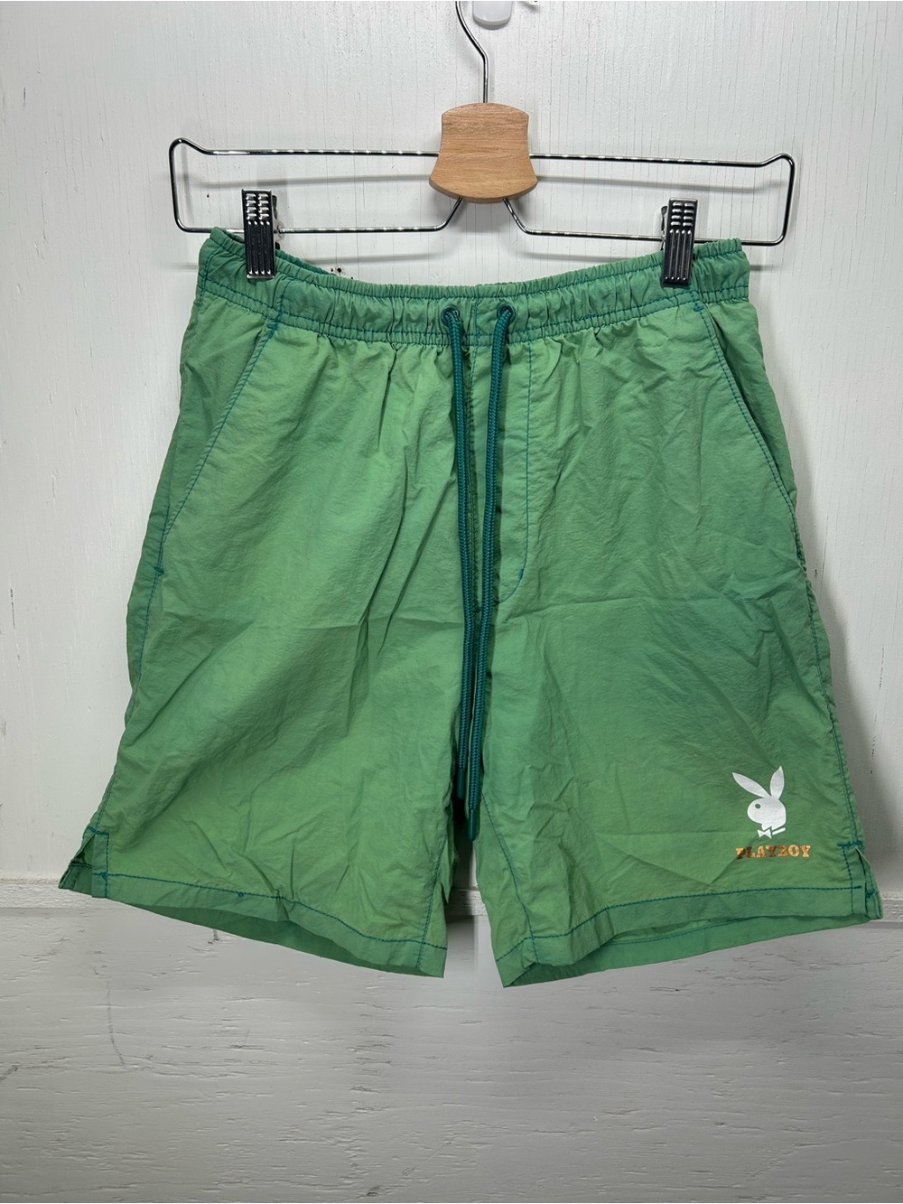 PLAYBOY Mint Green Drawstring Swim Shorts with Bunny Logo